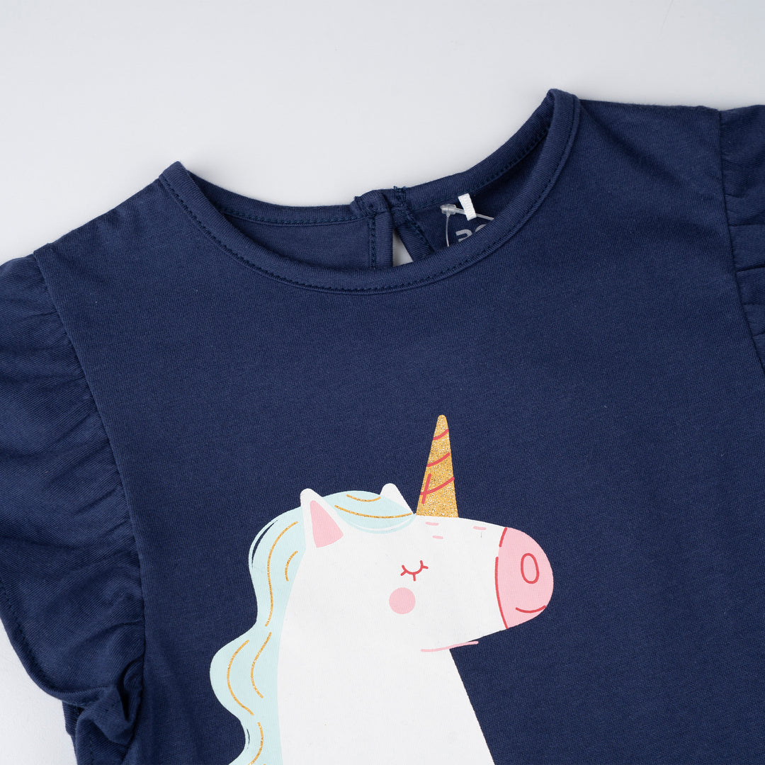 Poney Girls Navy Magical Adventure Short Sleeve Dress