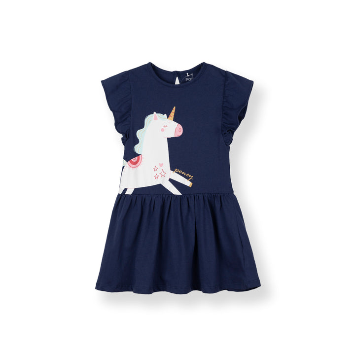 Poney Girls Navy Magical Adventure Short Sleeve Dress