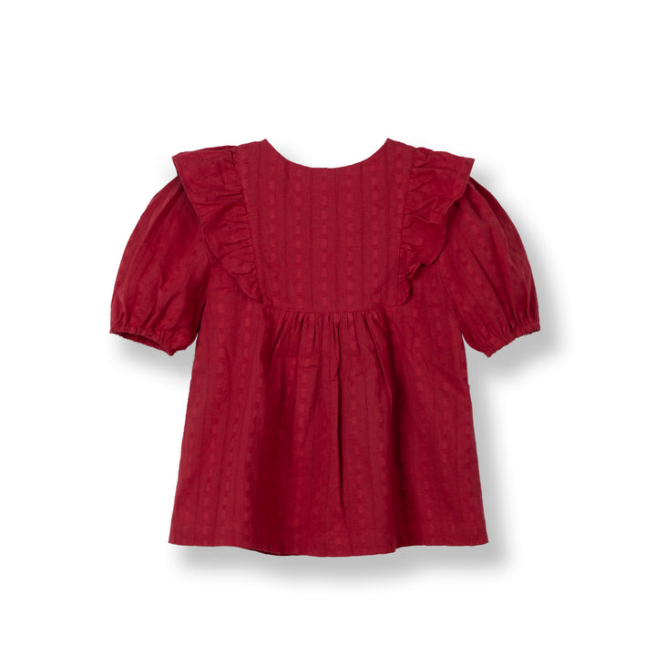 Red Scarlet Ruffled Short Sleeve Blouse