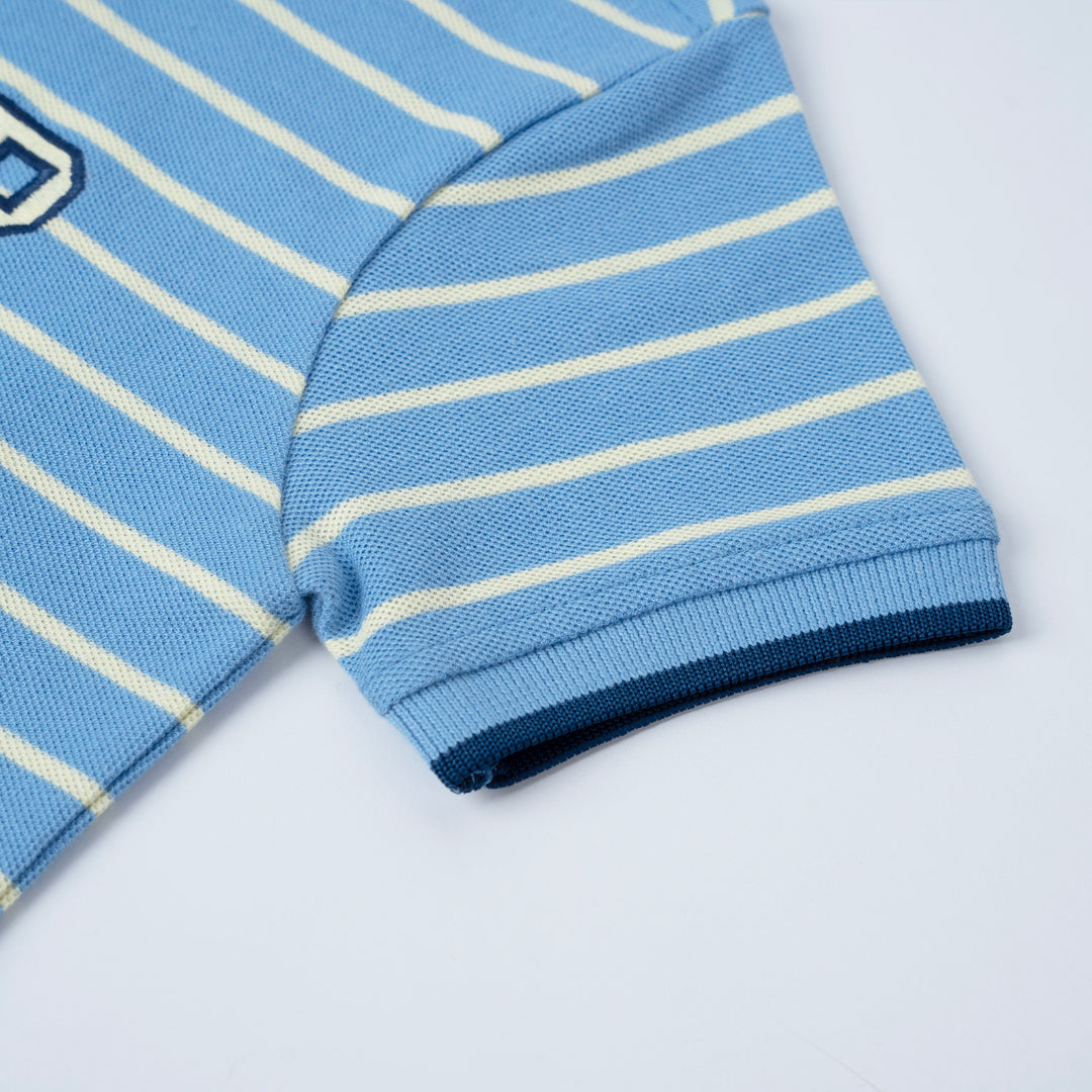 Poney Boys Blue Ethan's Striped Short Sleeve Polo