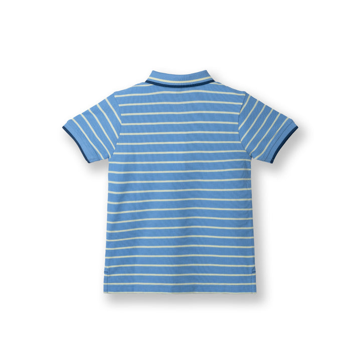 Poney Boys Blue Ethan's Striped Short Sleeve Polo