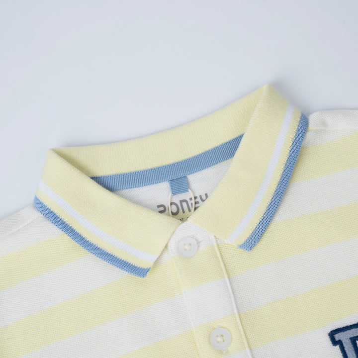 Poney Boys Light Green Jonathan's Striped Short Sleeve Polo