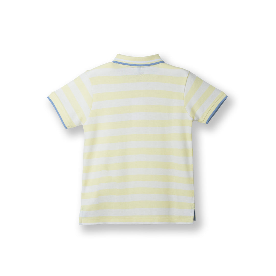 Poney Boys Light Green Jonathan's Striped Short Sleeve Polo