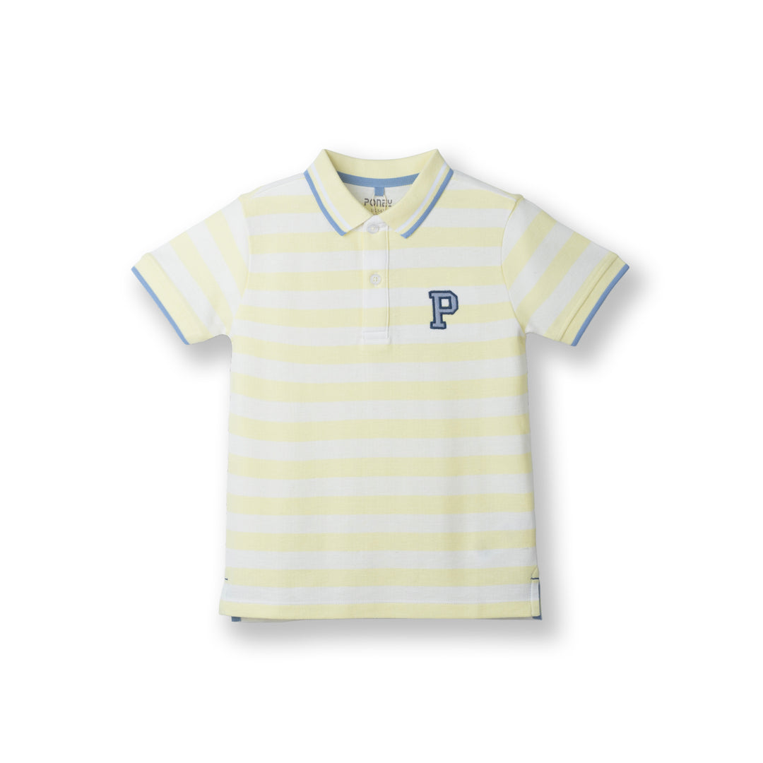 Poney Boys Light Green Jonathan's Striped Short Sleeve Polo