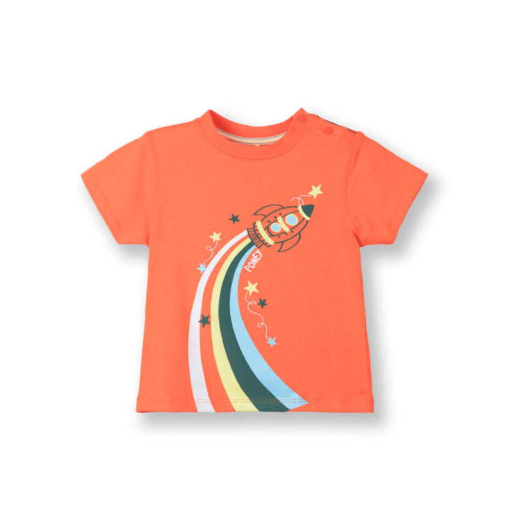 Poney Baby Boys Orange Blasting Rocket Short Sleeve Tee