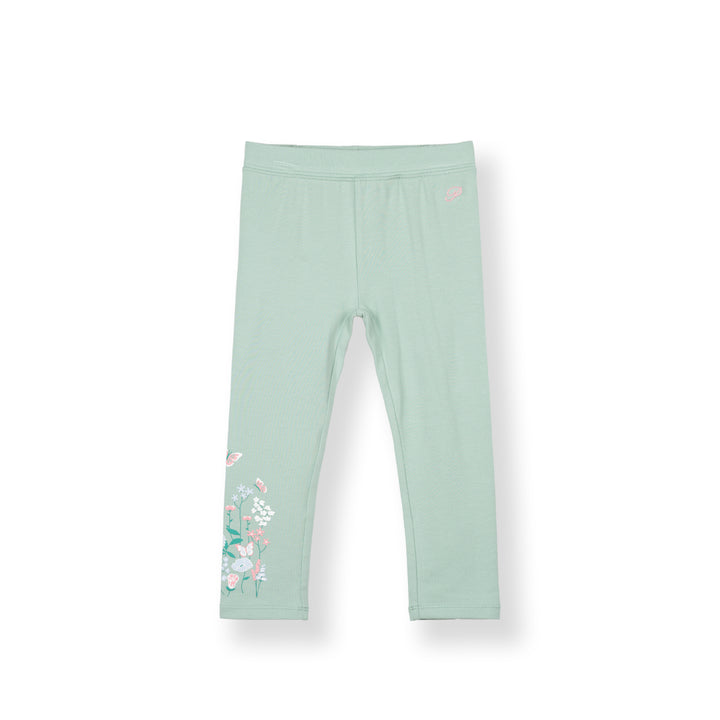 Girls Lt Green Floral Whisper Legging