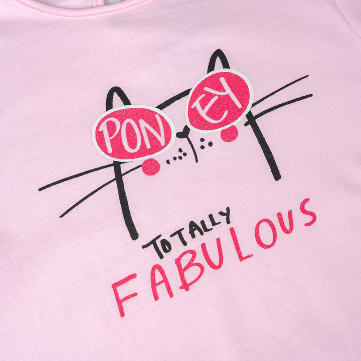 Poney Girls Light Pink Fabulous Cat Long Sleeve Tee