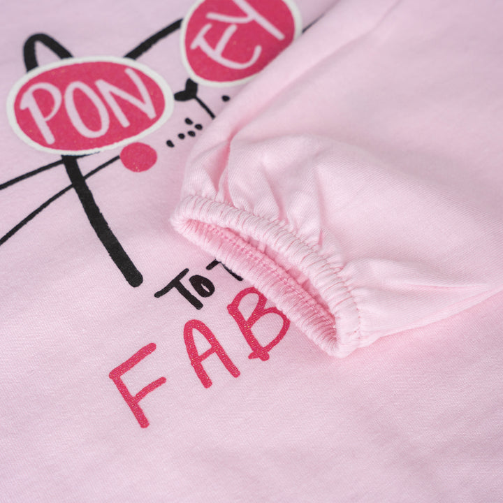 Poney Girls Light Pink Fabulous Cat Long Sleeve Tee