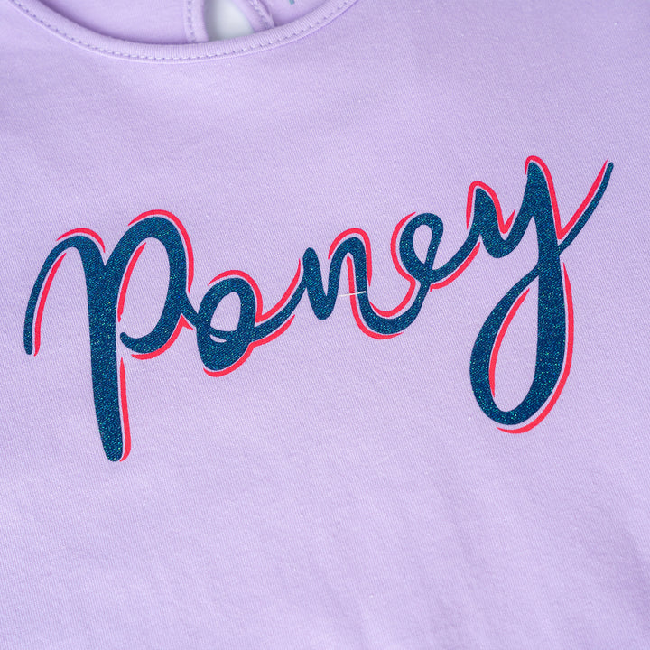 Poney Girls Light Purple Poney Glitter Long Sleeve Tee