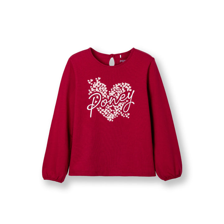 Poney Girls Red Poney Love Long Sleeve Tee