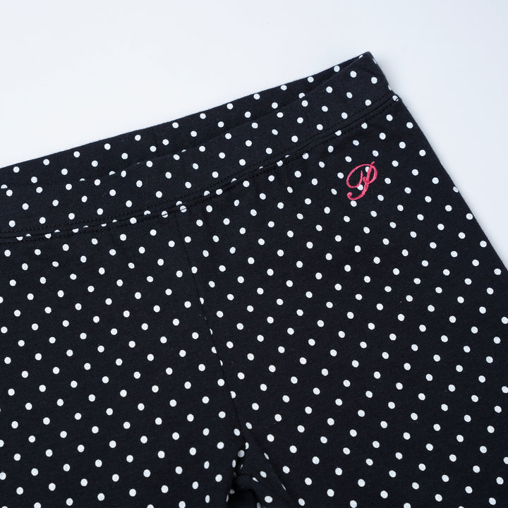 Poney Girls Black & White Polka Dot Legging