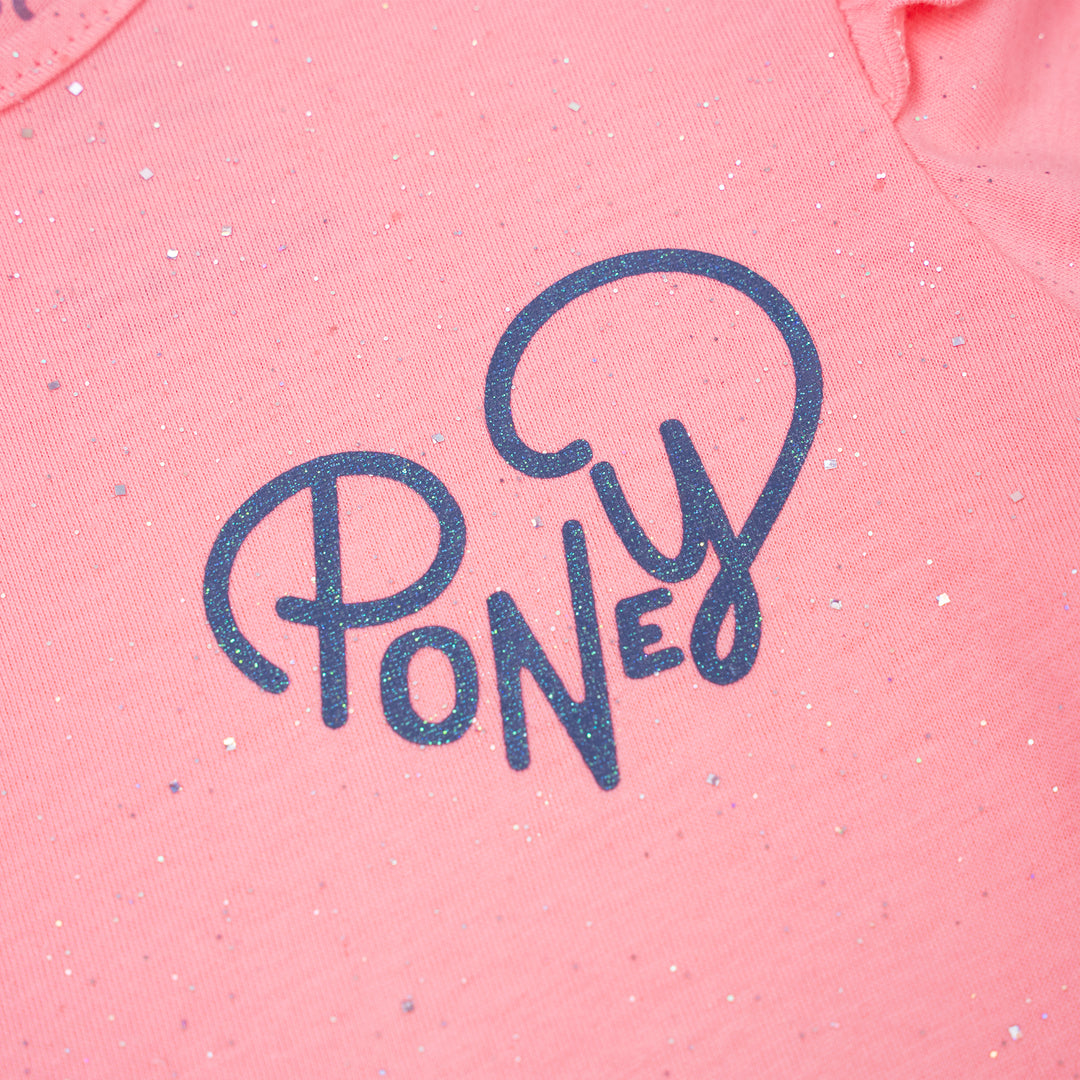 Poney Girls Pink Sparkly Pink Long Sleeve Tee