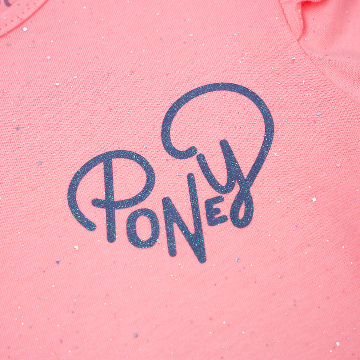 Poney Girls Pink Sparkly Pink Long Sleeve Tee