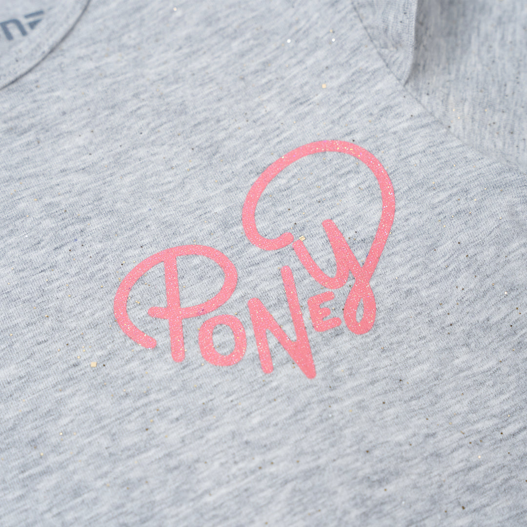 Poney Girls Melange Glittery Grey Long Sleeve Tee