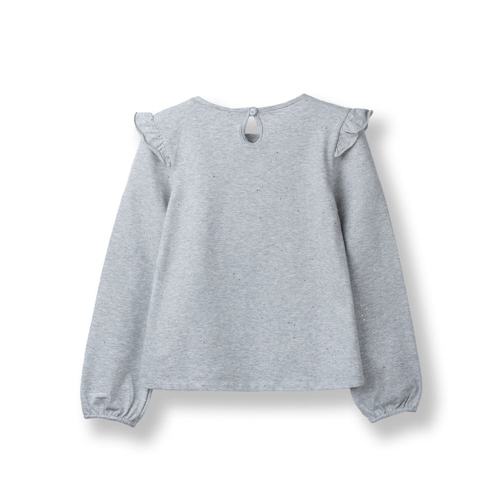 Poney Girls Melange Glittery Grey Long Sleeve Tee