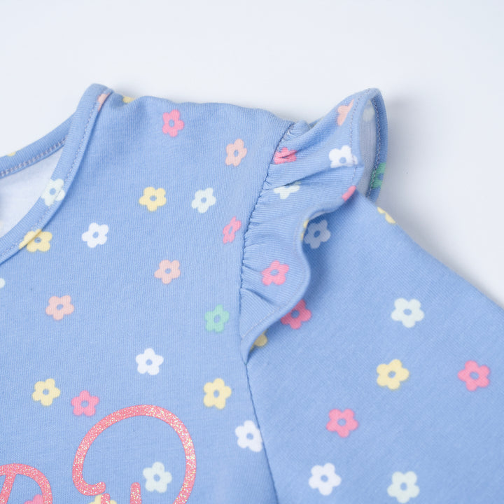 Poney Girls Blue Flower Festival Long Sleeve Tee