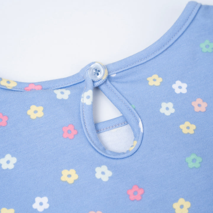 Poney Girls Blue Flower Festival Long Sleeve Tee