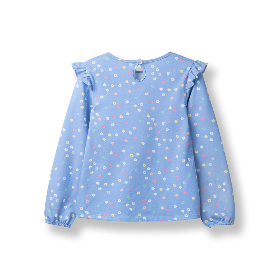 Poney Girls Blue Flower Festival Long Sleeve Tee