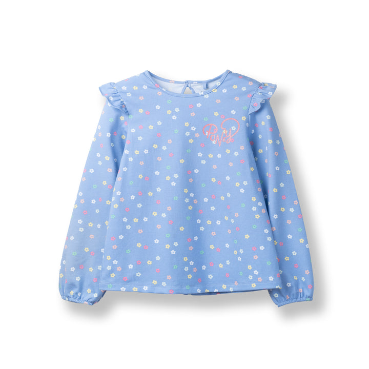 Poney Girls Blue Flower Festival Long Sleeve Tee