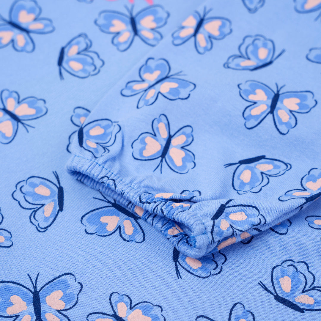 Poney Girls Blue Free Like Butterflies Long Sleeve Tee