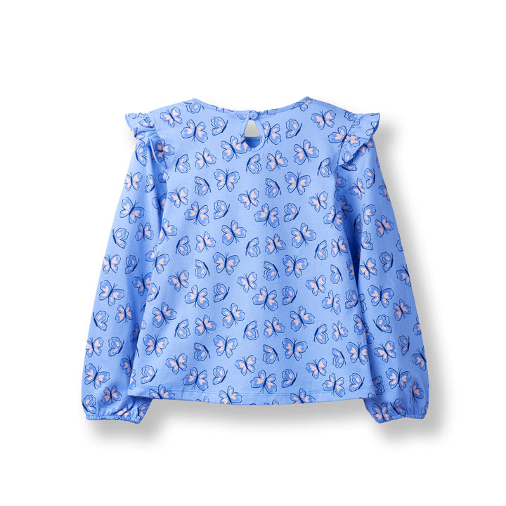 Poney Girls Blue Free Like Butterflies Long Sleeve Tee