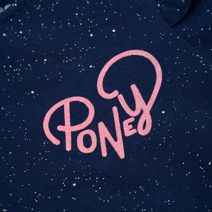 Poney Girls Navy Sparkly Long Sleeve Tee