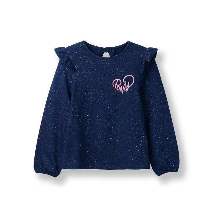 Poney Girls Navy Sparkly Long Sleeve Tee