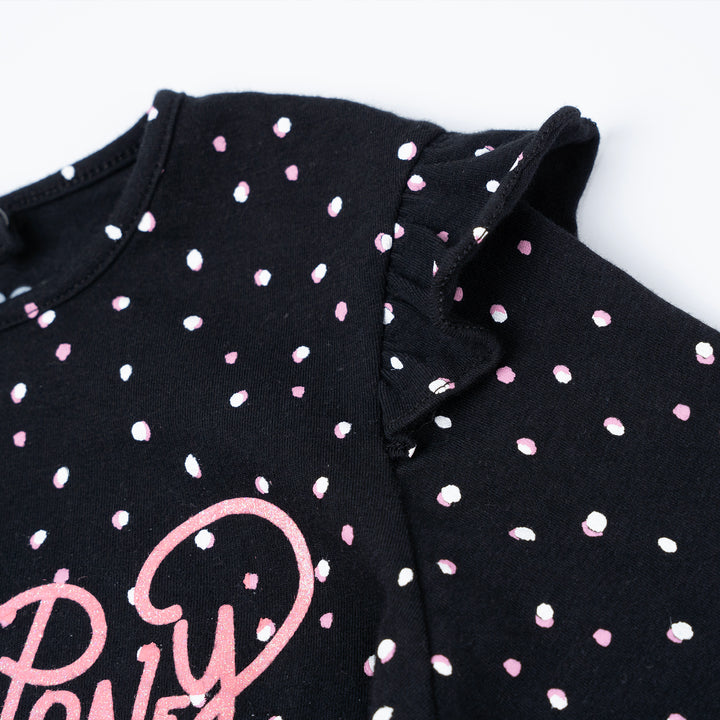 Poney Girls Black Polka Dot Long Sleeve Tee