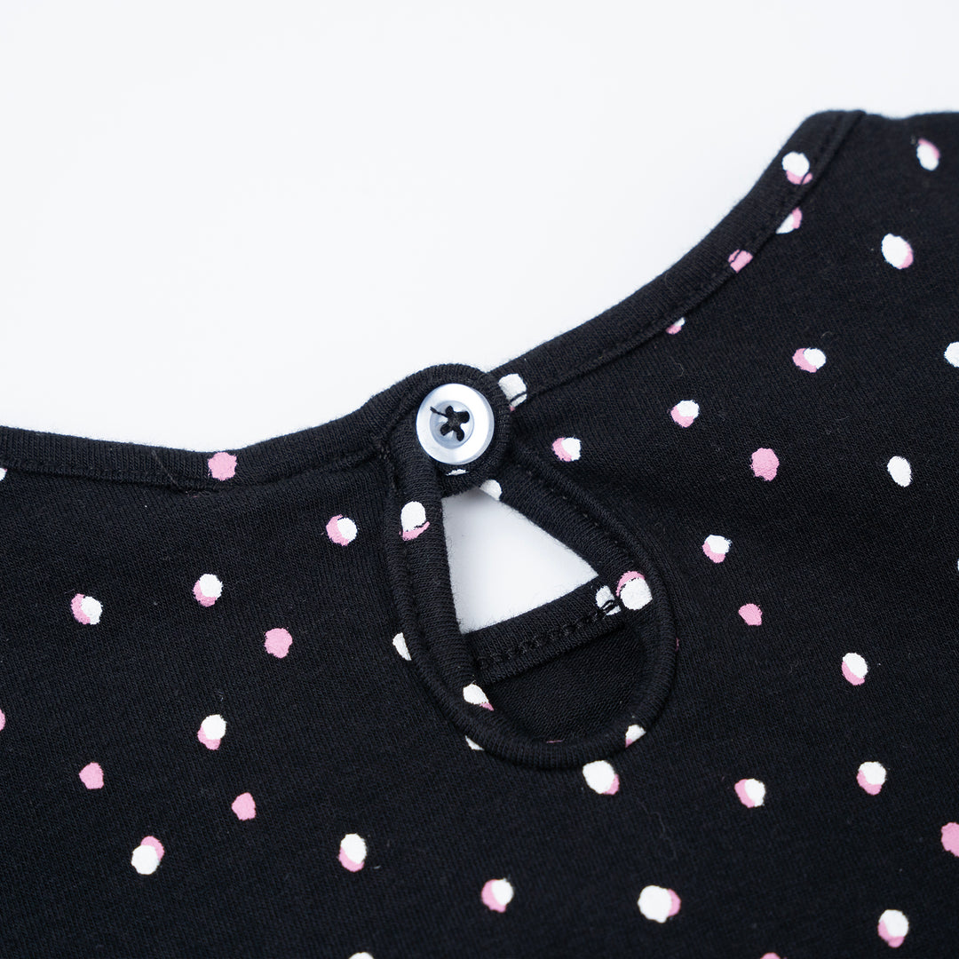Poney Girls Black Polka Dot Long Sleeve Tee