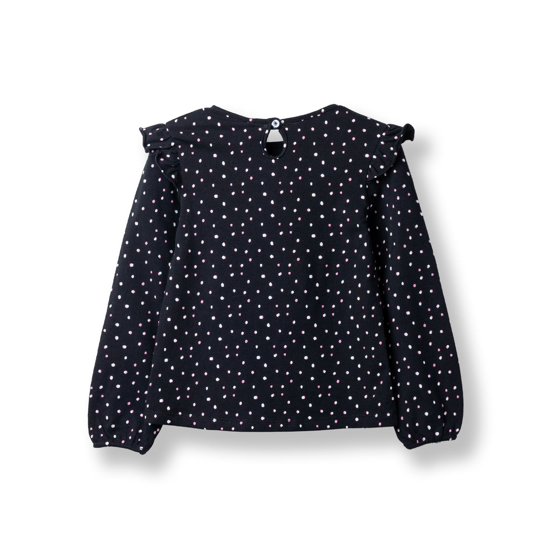 Poney Girls Black Polka Dot Long Sleeve Tee