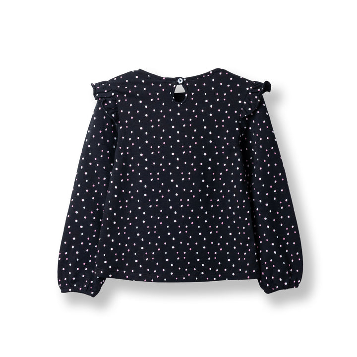Poney Girls Black Polka Dot Long Sleeve Tee