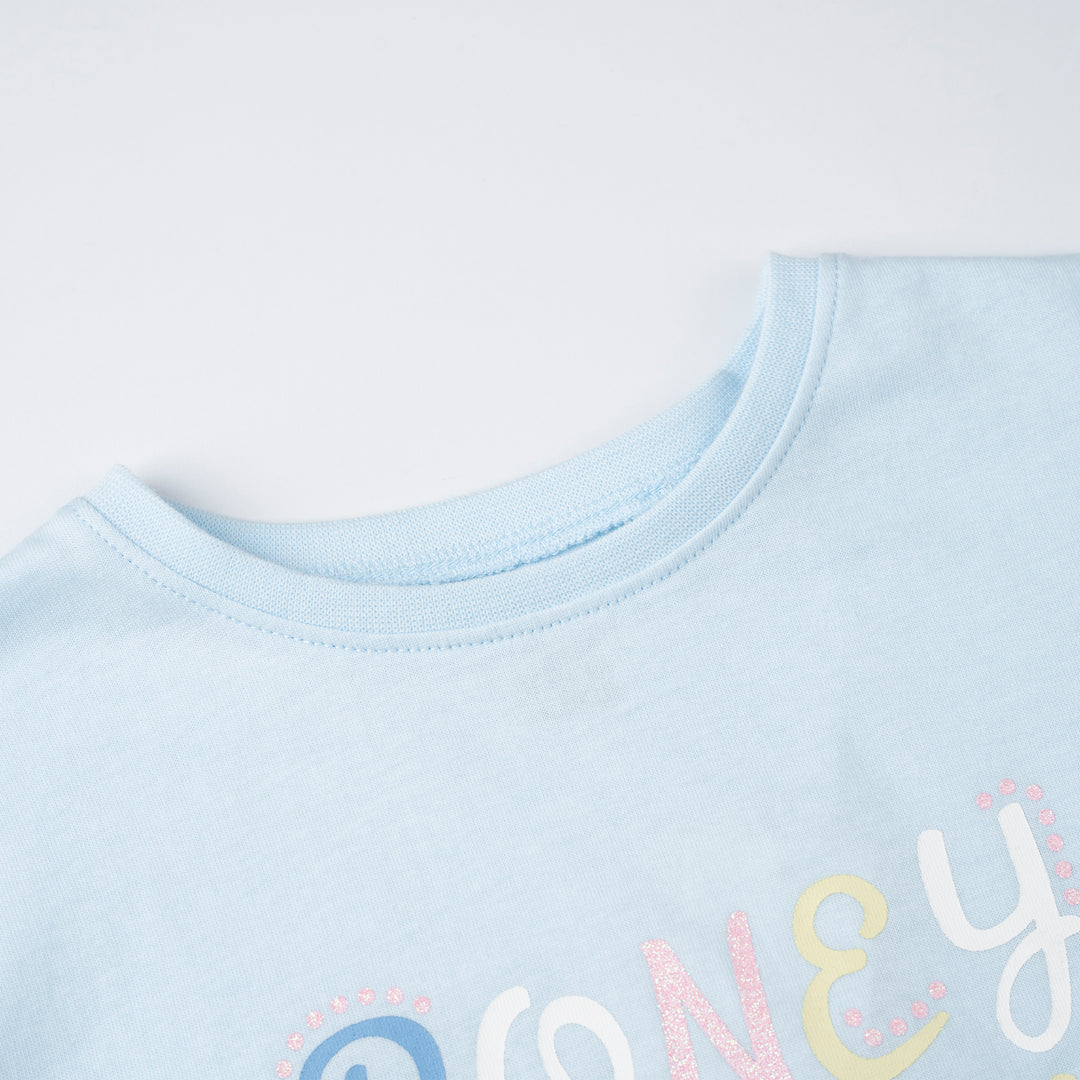 Poney Girls Blue Groovy Poney Logo Short Sleeve Tee