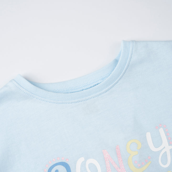 Poney Girls Blue Groovy Poney Logo Short Sleeve Tee