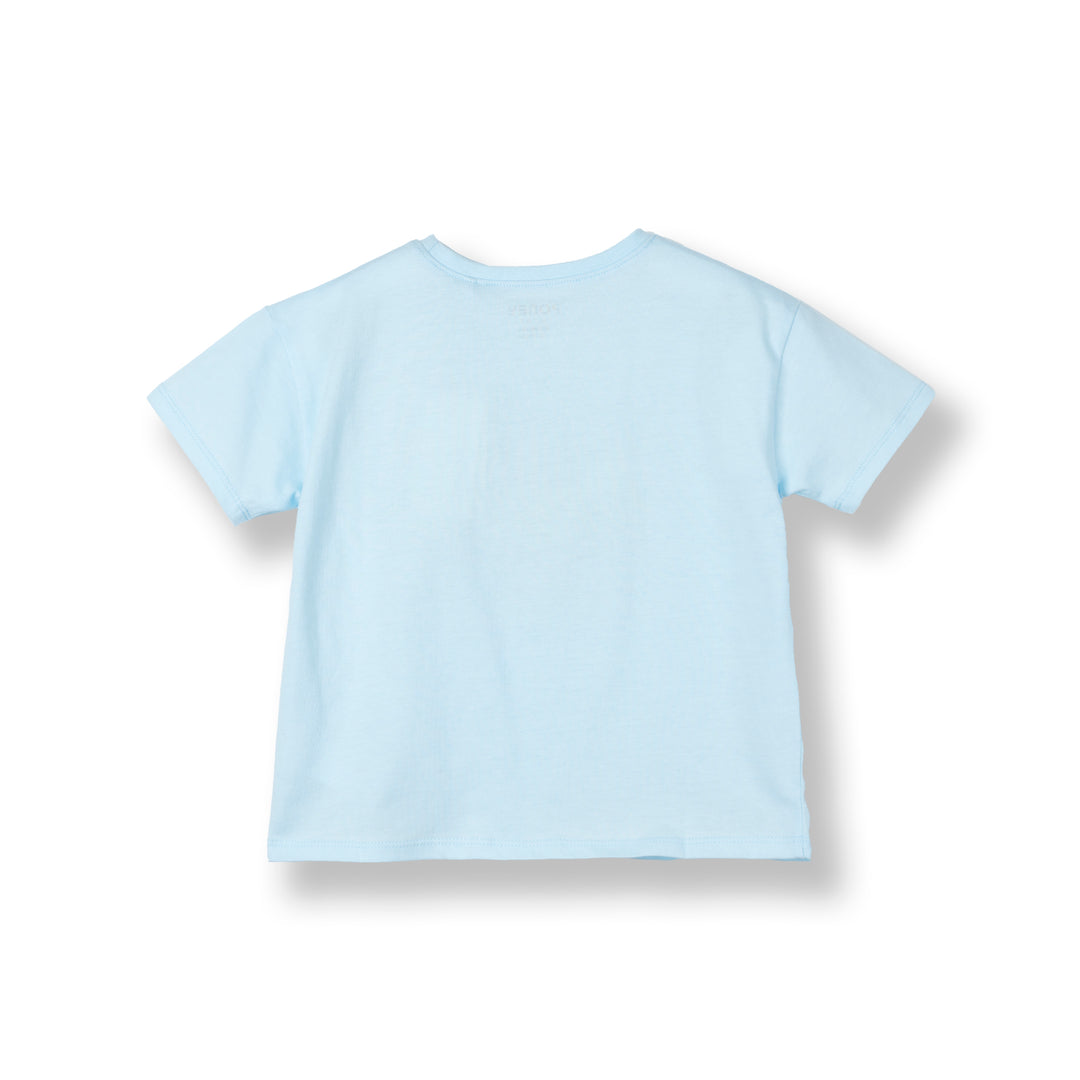 Poney Girls Blue Groovy Poney Logo Short Sleeve Tee