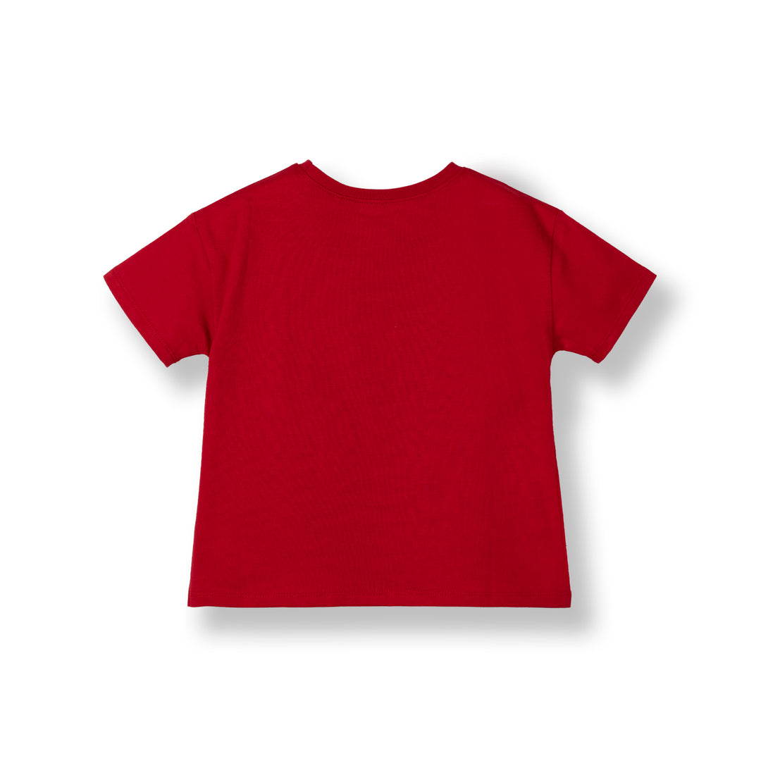 Poney Girls Red Heart-shaped Poney Logo Short Sleeve Tee