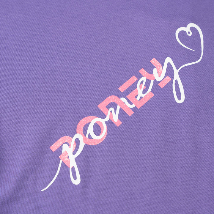 Poney Girls Purple Slanted Poney Logo Short Sleeve Tee