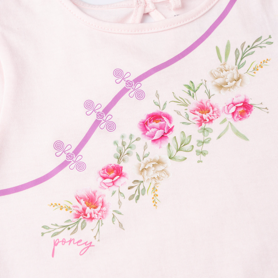 Poney Girls Lt.Pink Wildflower Wonder Short Sleeve Tee