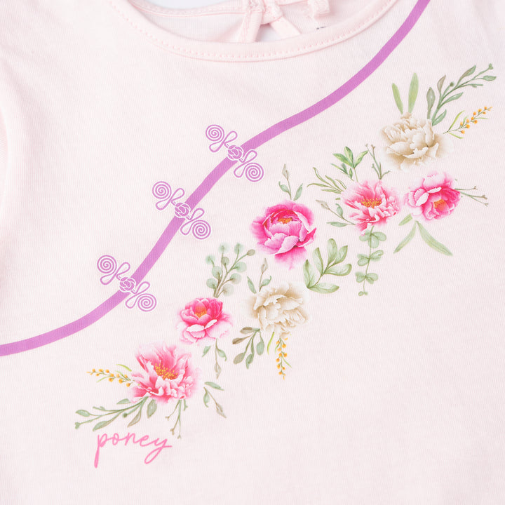 Poney Girls Lt.Pink Wildflower Wonder Short Sleeve Tee