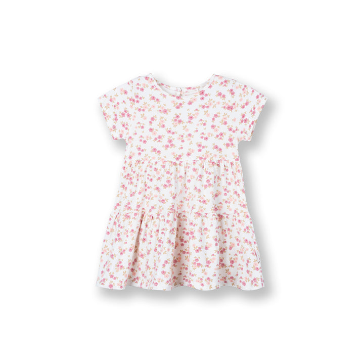 Poney Baby Girls Cream Patterned Short Sleeve Dress