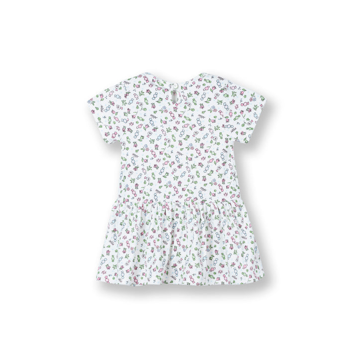 Poney Baby Girls White Patterned Short Sleeve Dress