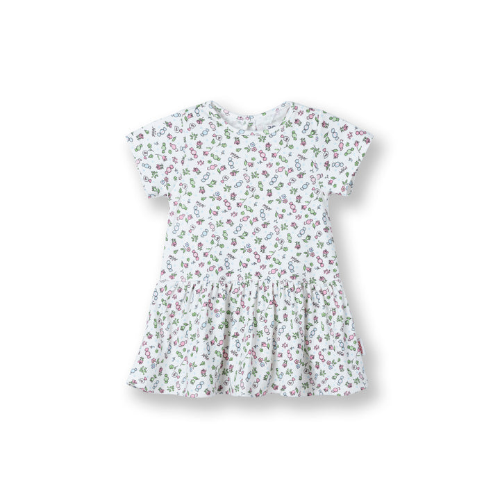 Poney Baby Girls White Patterned Short Sleeve Dress