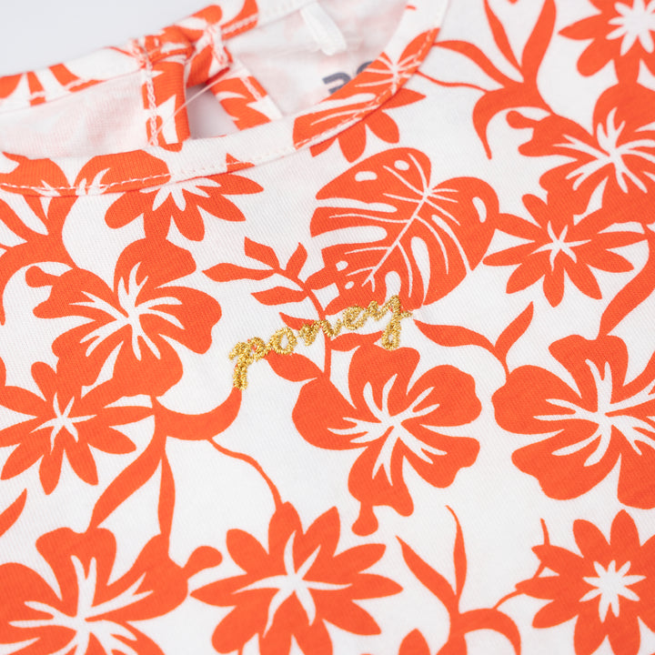 Poney Girls Red Tropical Charm Short Sleeve Dress