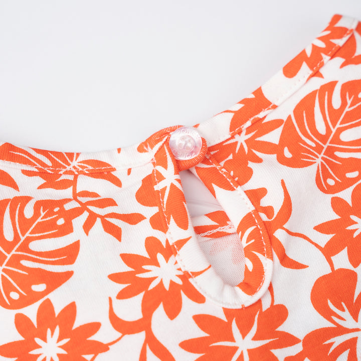 Poney Girls Red Tropical Charm Short Sleeve Dress