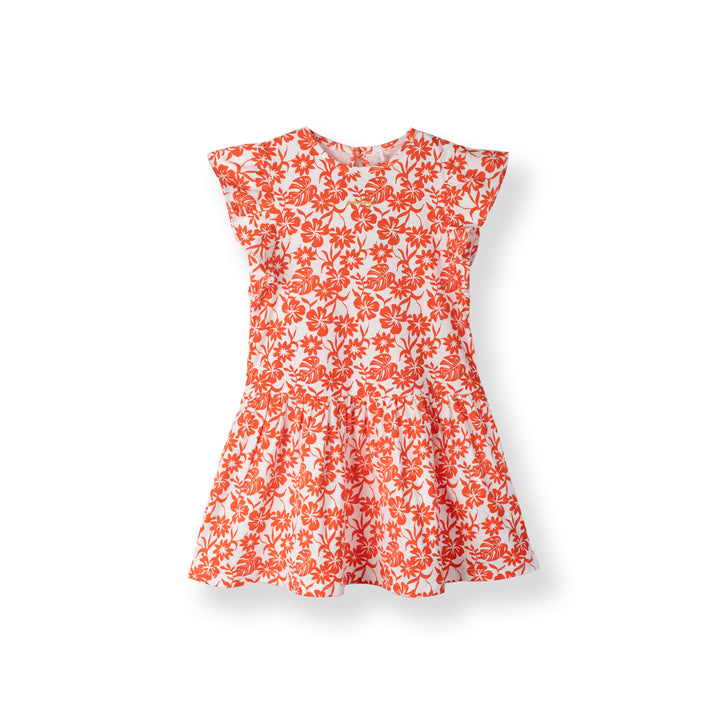 Poney Girls Red Tropical Charm Short Sleeve Dress