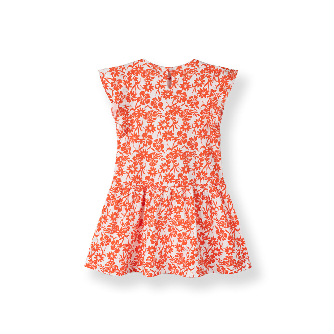 Poney Girls Red Tropical Charm Short Sleeve Dress