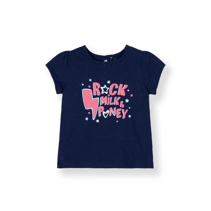 Baby Girl Navy Rock Milk & Poney Tee