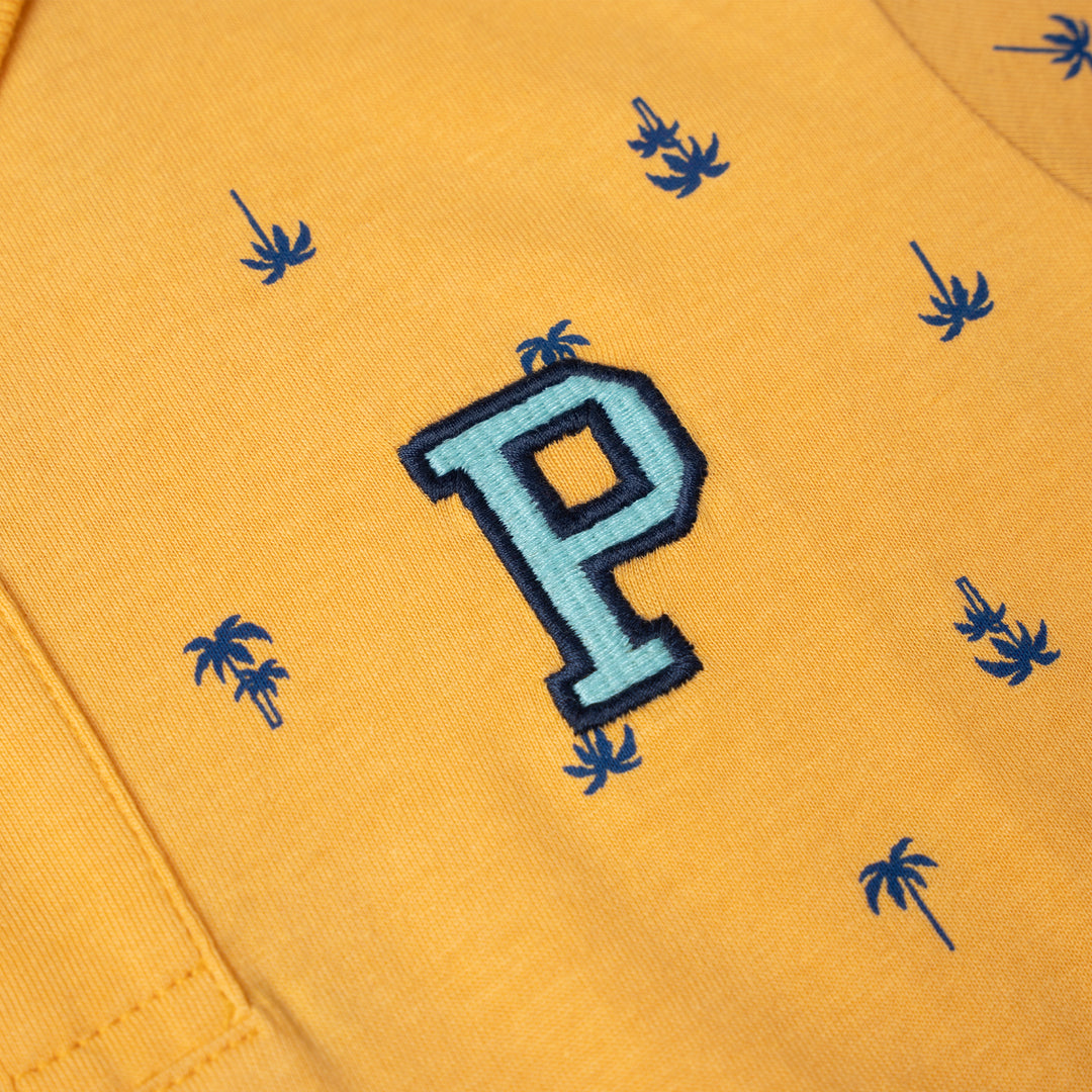 Boys Mustard Palm Tree Short Sleeve Polo