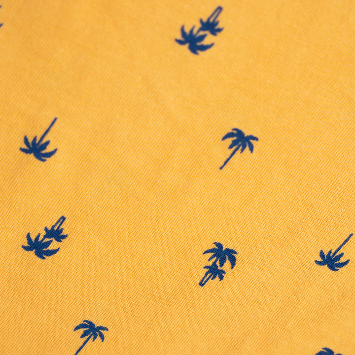 Boys Mustard Palm Tree Short Sleeve Polo