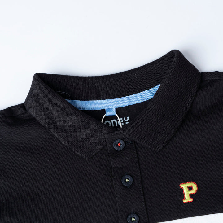 Black Cut & Sew Short Sleeve Polo