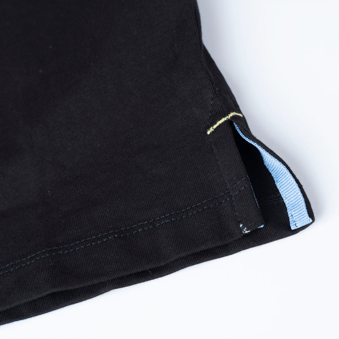 Black Cut & Sew Short Sleeve Polo